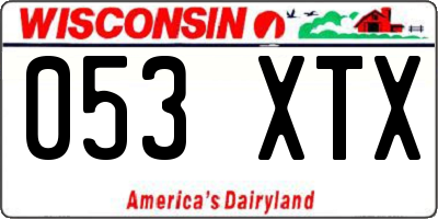 WI license plate 053XTX