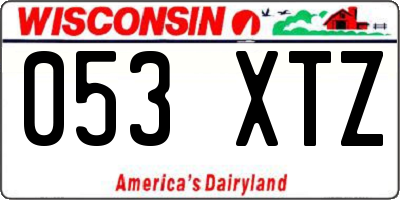 WI license plate 053XTZ