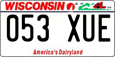 WI license plate 053XUE