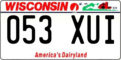 WI license plate 053XUI