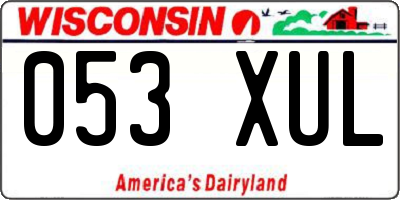 WI license plate 053XUL