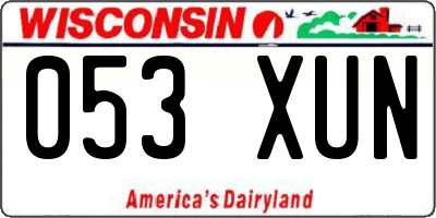 WI license plate 053XUN
