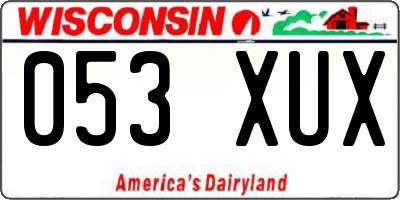WI license plate 053XUX