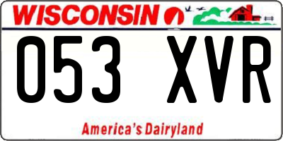 WI license plate 053XVR