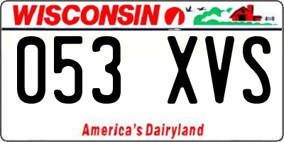 WI license plate 053XVS