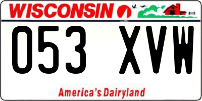 WI license plate 053XVW