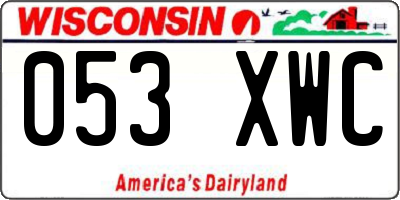 WI license plate 053XWC