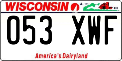 WI license plate 053XWF