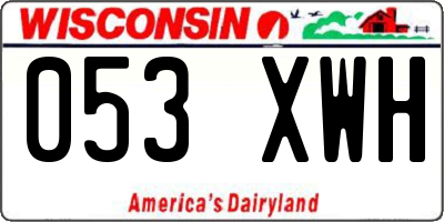 WI license plate 053XWH