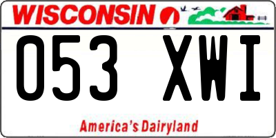 WI license plate 053XWI