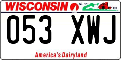 WI license plate 053XWJ