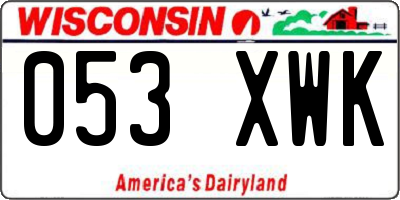 WI license plate 053XWK