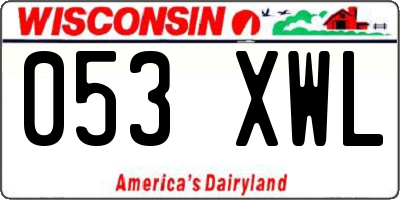 WI license plate 053XWL
