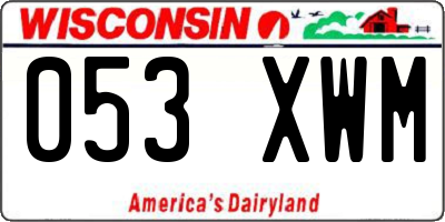 WI license plate 053XWM