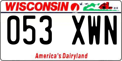 WI license plate 053XWN