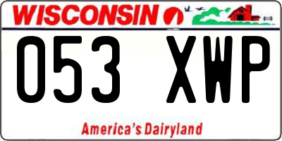 WI license plate 053XWP