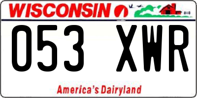 WI license plate 053XWR