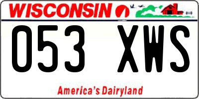 WI license plate 053XWS