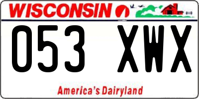 WI license plate 053XWX
