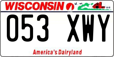 WI license plate 053XWY
