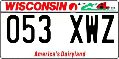 WI license plate 053XWZ