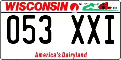 WI license plate 053XXI