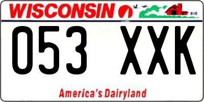 WI license plate 053XXK