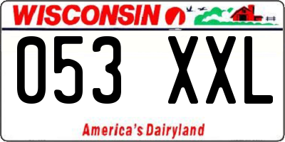 WI license plate 053XXL