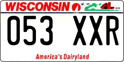 WI license plate 053XXR