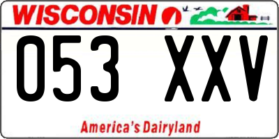 WI license plate 053XXV