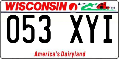 WI license plate 053XYI
