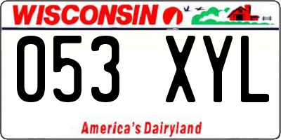 WI license plate 053XYL