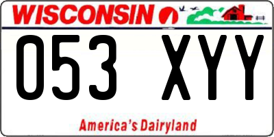 WI license plate 053XYY
