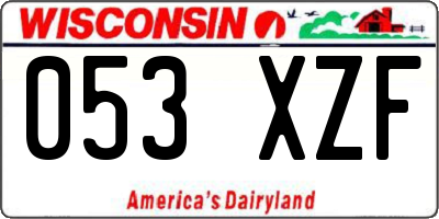 WI license plate 053XZF