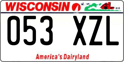 WI license plate 053XZL