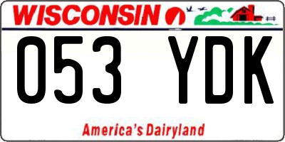 WI license plate 053YDK