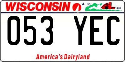 WI license plate 053YEC