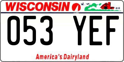 WI license plate 053YEF