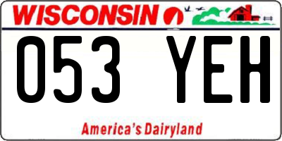 WI license plate 053YEH
