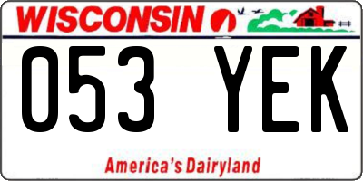 WI license plate 053YEK