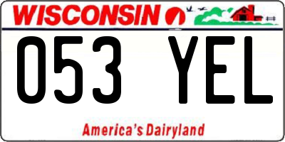 WI license plate 053YEL