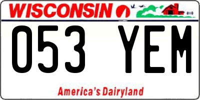 WI license plate 053YEM