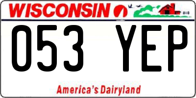 WI license plate 053YEP