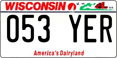 WI license plate 053YER