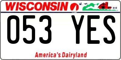 WI license plate 053YES