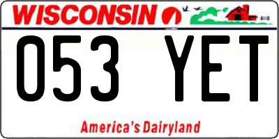 WI license plate 053YET