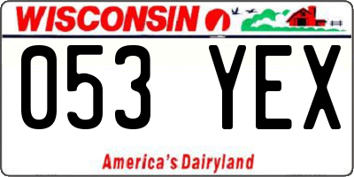 WI license plate 053YEX