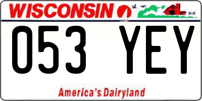 WI license plate 053YEY