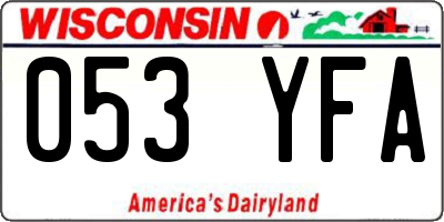 WI license plate 053YFA