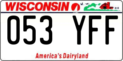 WI license plate 053YFF